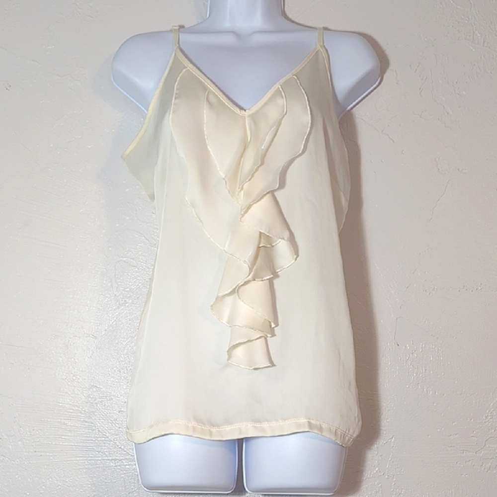Dainty Cream Ruffle TankTop Blouse Romantic Soft Ethereal Royal Victorian Whimsy